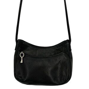 Vintage Fossil Black Leather Crossbody Bag With Key Charm